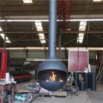Contemporary Indoor Heaters Orb Rotating Suspended Wood Burning Fireplace