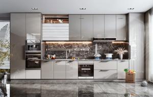 China Affordable Kitchen Cabinets Modern Melamine Custom Plywood Island Cabinets Set factory