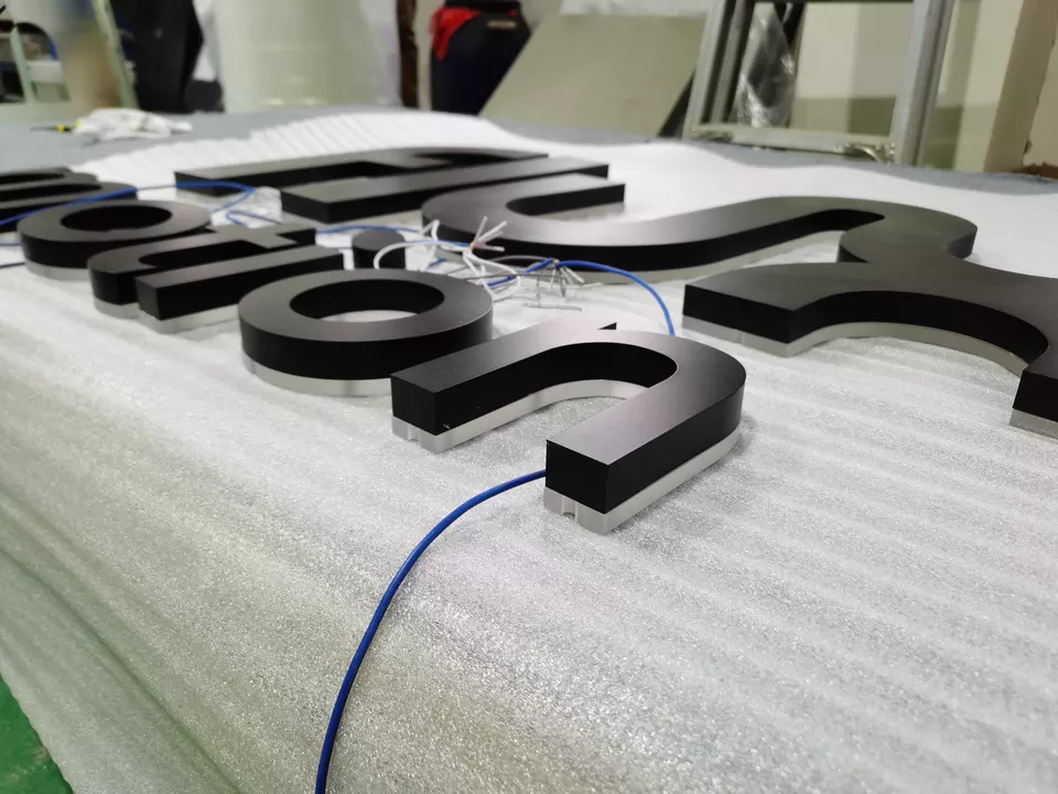 Led Gold Metal Letter Steel Signs Backlit Led Channel Letters Sign Gold Letter