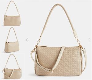 China 25cm 14cm White Leather Messenger Bag Hand Woven Female Messenger Bag factory