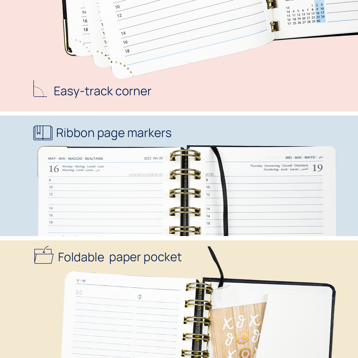 2023 6.75X4.2 Inch Custom Academic Planner Wirebound Light Pink