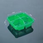 Clear/Green 4 Compartment 16*16*6cm Plastic Pastry Packaging With Lid