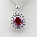 Women Jewelry 925 Silver 10mmx12mm Oval Amethyst Cubic Zircon Pendant (PSJ0188)
