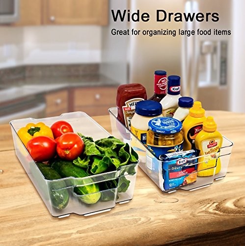 Fridge Bins and Freezer Organizer Refrigerator Bins Stackable Storage Containers BPA-Free Drawer
