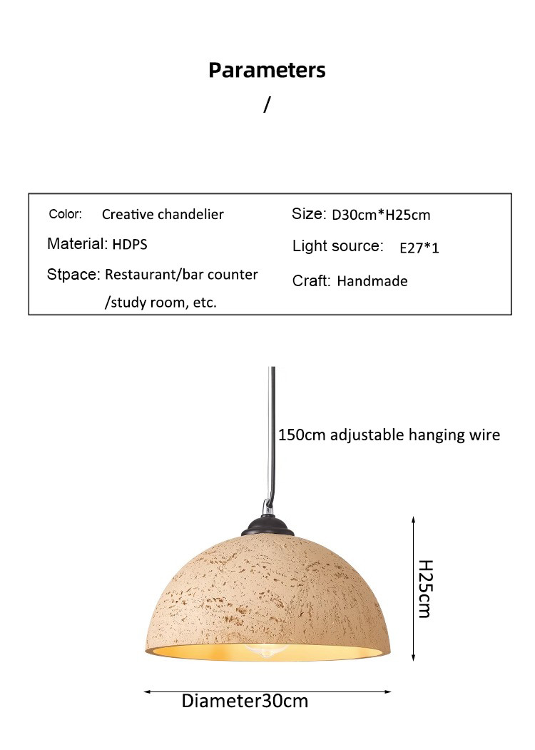 Nordic Simple Wabi-Sabi Style Led Droplights Living Room Bedroom Dome Pendant Light(WH-AP-589)