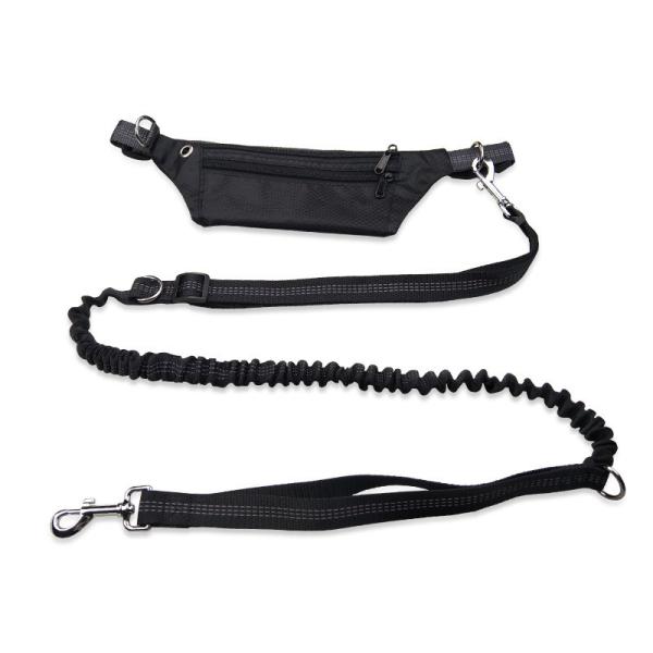 Pet Reflective Hands Free Leash With Waist Bag And Telescopic Adjustment For Dog