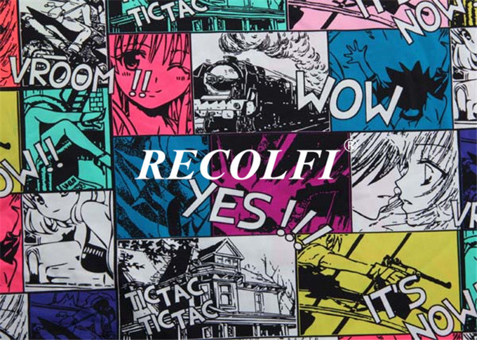 Comic Printing Activewear Made From Recycled Plastic Polyester Stretch Fabric