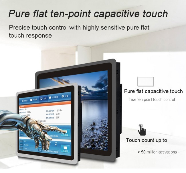 21.5 Inch Outdoor Waterproof Pure Flat Capacitive Touch Screen Monitor 1000nits Sunlight Display USB DVI Interface New Product
