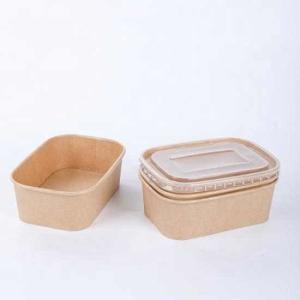 Biodegradable Rectangle Kraft Paper Bowl Recyclable Square Kraft Paper