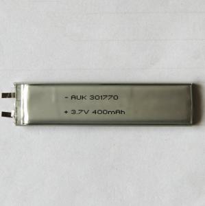 China Custom Small LiPo Battery 3.7V 400mAh 301770 LiPo Cell 3mm Thick factory