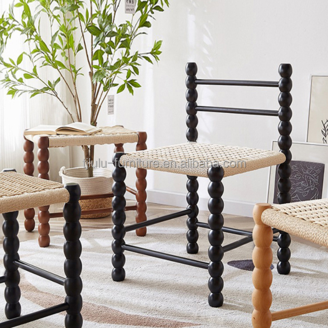 Traditional Woven Rope Seat and Solid Wood Dining Chair for Your Restaurant Business Needs
