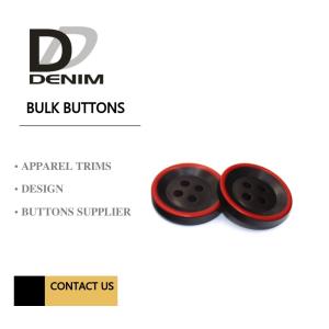 China Fashion Polyester Bulk Clothing Buttons Black &amp; Red Trims Solution factory