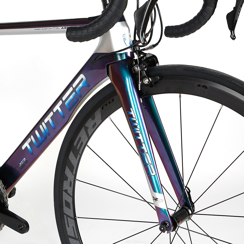 TWITTER T10 Pro Carbon Fiber Racing Bike , 50cm Road Bike Holographic Color