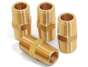 China 3/8 NPT Male Solid Brass Hex Nipples Equal Brass Pipe Adapter factory