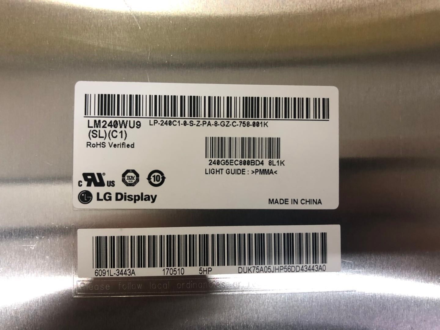 Industrial Widescreen LCD Computer Monitors LG 24 Inch 350cd/m2 LM240WU9-SLC1 51 PIN