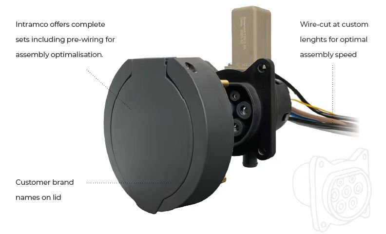 IEC 62196 EV Charging Accessories Type 2 Female Shutter Socket With E-Lock