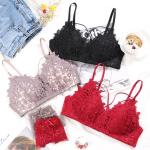 Anti-Static Sexy Bra Penty Set Silk Underwear Solid Plain Dyed Technics