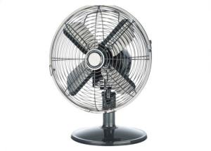 China Retro OEM 4 Blades Electric Metal Desk Fan with Stand Round Base / Air Cooling Fan factory