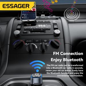 ESSAGER F748 Bluetooth Car Charger with PD 35W Fast Charging Dual-port Type-C +