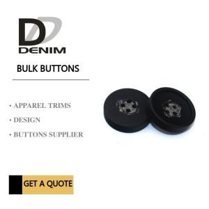 China Decorative Polyester Button 4 Holes Black Coat Buttons Garment Accessories factory