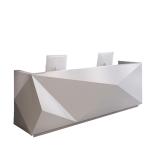 Special Shape Manager Office Furniture White Counter For Company / Hotel Front