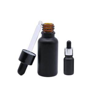 China 15ml 30ml Frosted Matte Black Boston Round Bottles With Dropper Caps factory