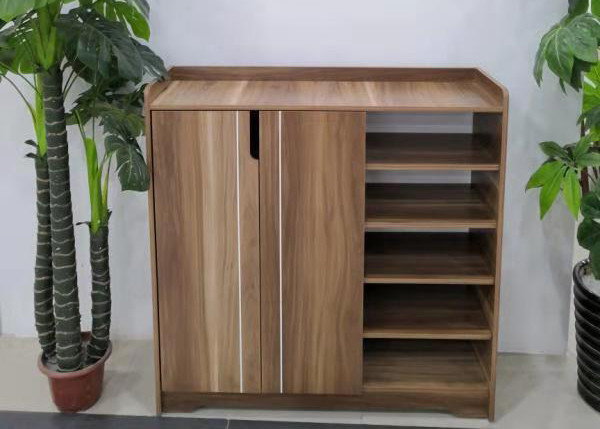 MDF Chipboard Material Shoe Rack Cabinet , Wooden Shoe Shelf 15mm Desktop Thickness