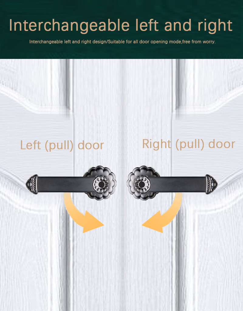 Black Inside Intelligent Door Fingerprint Lock Zinc Alloy 4.7V DC