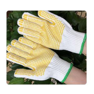 China 7 Gauge Elastic Seamless White Cotton Knit With PVC Dot Knit Gloves For Construction factory