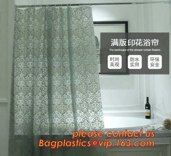 PEVA Bathroom hooks shower curtain, PEVA Shower Curtain Disposable Bath Curtain, shower curtain For Hotel Bathroom packa