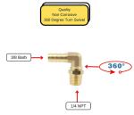 1/4 Npt 3/8 Barb 90 Degree Elbow Swivel Pipe Male Fitting Adapter