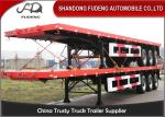 Tri - Axle Flatbed Container Trailer Mechanical Suspension 30-80 Tons Payload
