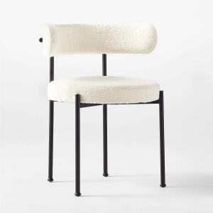China Adjustable White Boucle Dining Chair with Metal Iron Legs Style Modern Kitchen Room Furniture factory