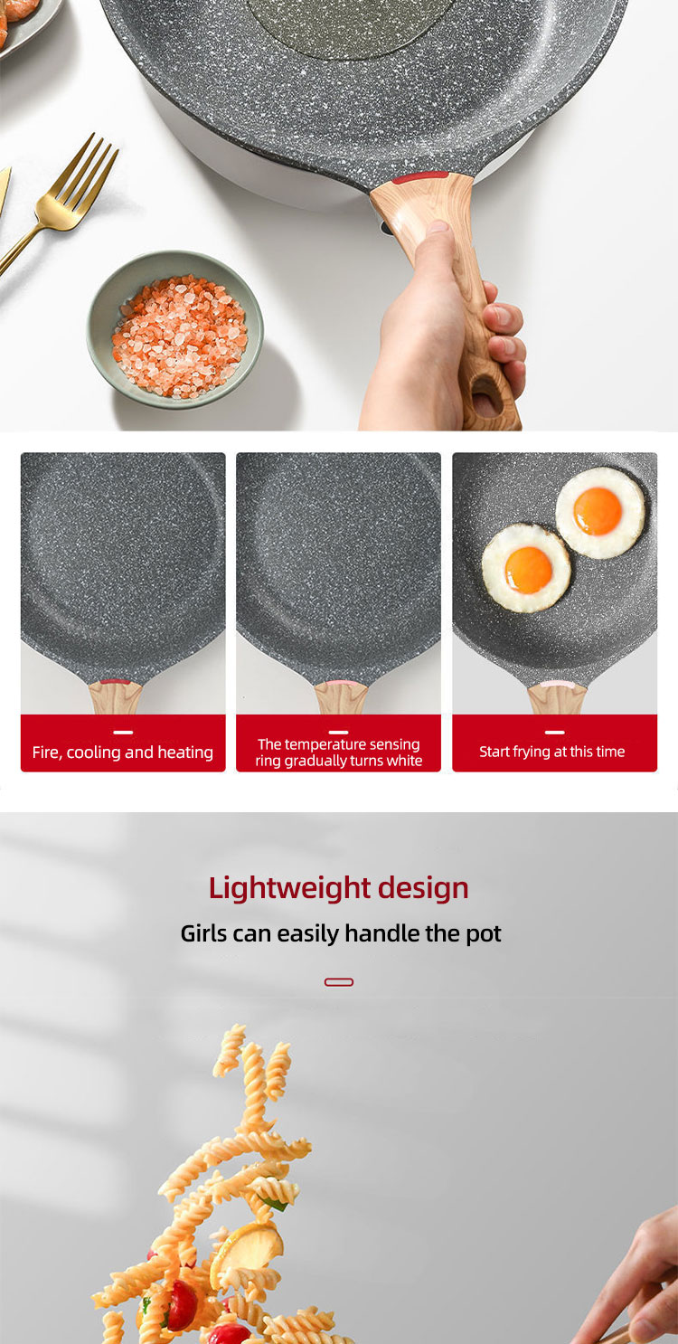 High Quality Cookware Cooking Pot Maifan Stone Flat Bottom Frypan Non Stick Induction Frying Pan
