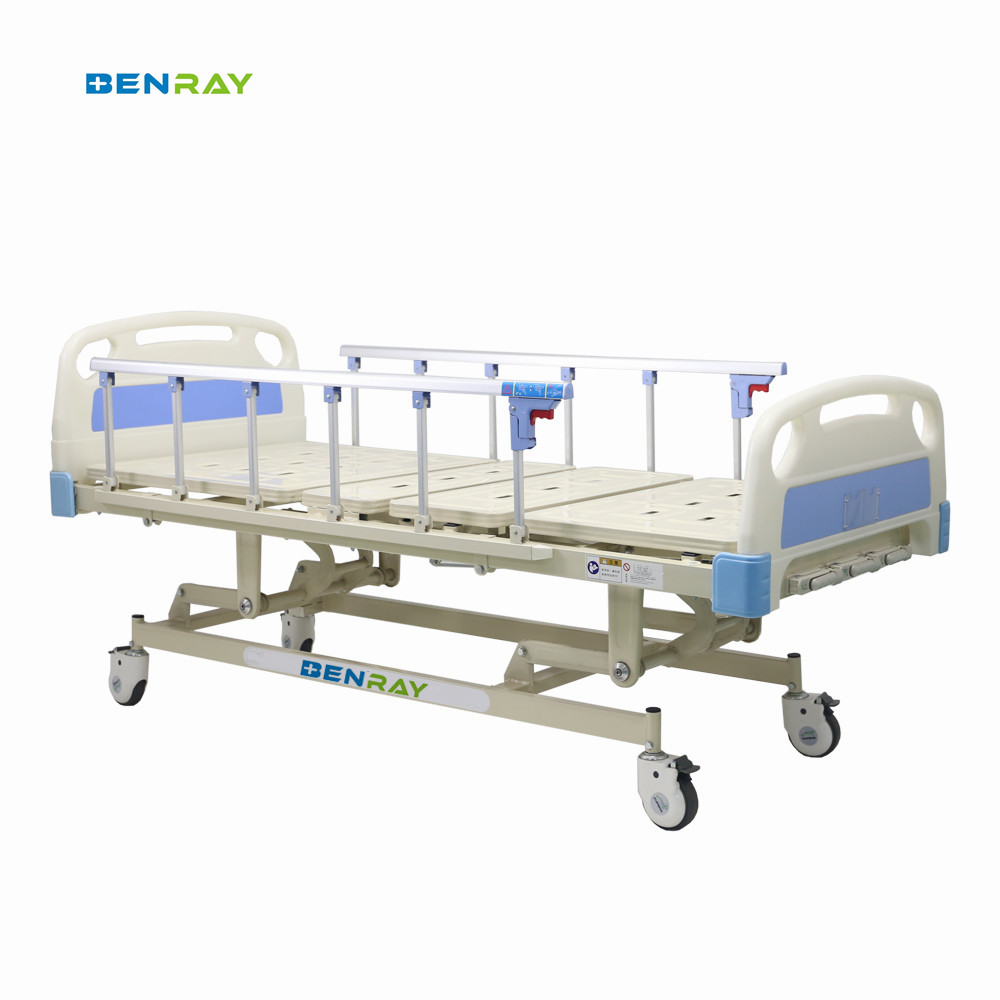 3 function manual medical hospital bed for patient 3 crank hospital bed