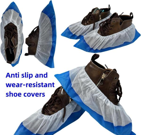 Cleaning Blue and White V206 Heavy Duty PP CPE Waterproof Disposable Foot Shoe