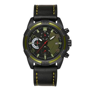 China 48mm Leather Strap Customized Military Quartz Watch Multi Function Hardy factory