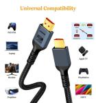 30Awg AM TO AM 4K 60Hz Dp1.2 Displayport Cable For Multimedia Audio Video