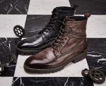 Autumn Brand Mens White Leather Boots Breathable Mens High Top Casual Shoes