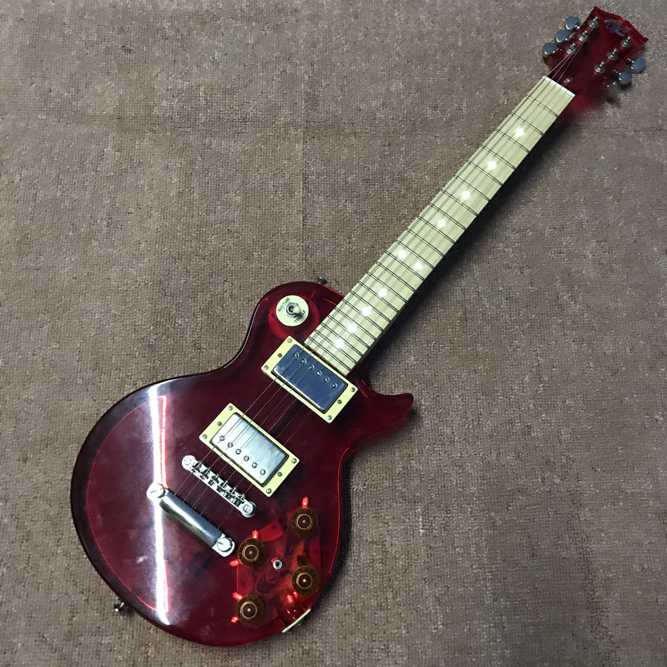 High quality LED light acrylic electric guitar maple fingerboard, free shipping