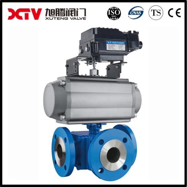 Three Way Ss Stainless Steel ISO High Platform Flanged Ball Valve Industrial
