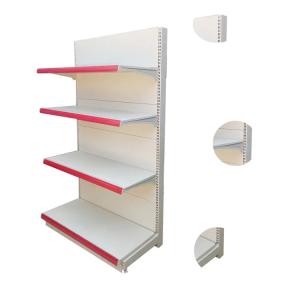 China Q235 Mental Milk White Flat Panel Supermarket Display Rack Retail Store Shelf Heavy Duty Supermarket Shelves factory