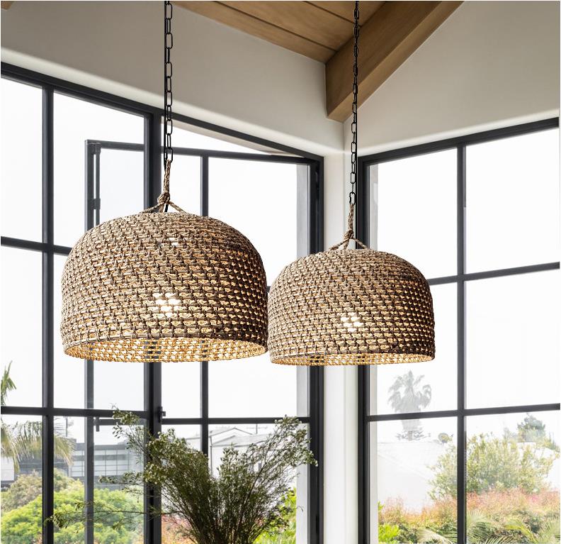 3500K Creative Rattan Pendant Light Switch Control For Living Room