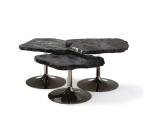 SUS 304 Irregular Shaped Snowstone Coffee Table Set High End Metal Mirror Base