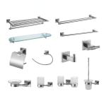 Luxury Bathroom Hardware Sets Brushed Square Washroom Modern Bathroom Fittings