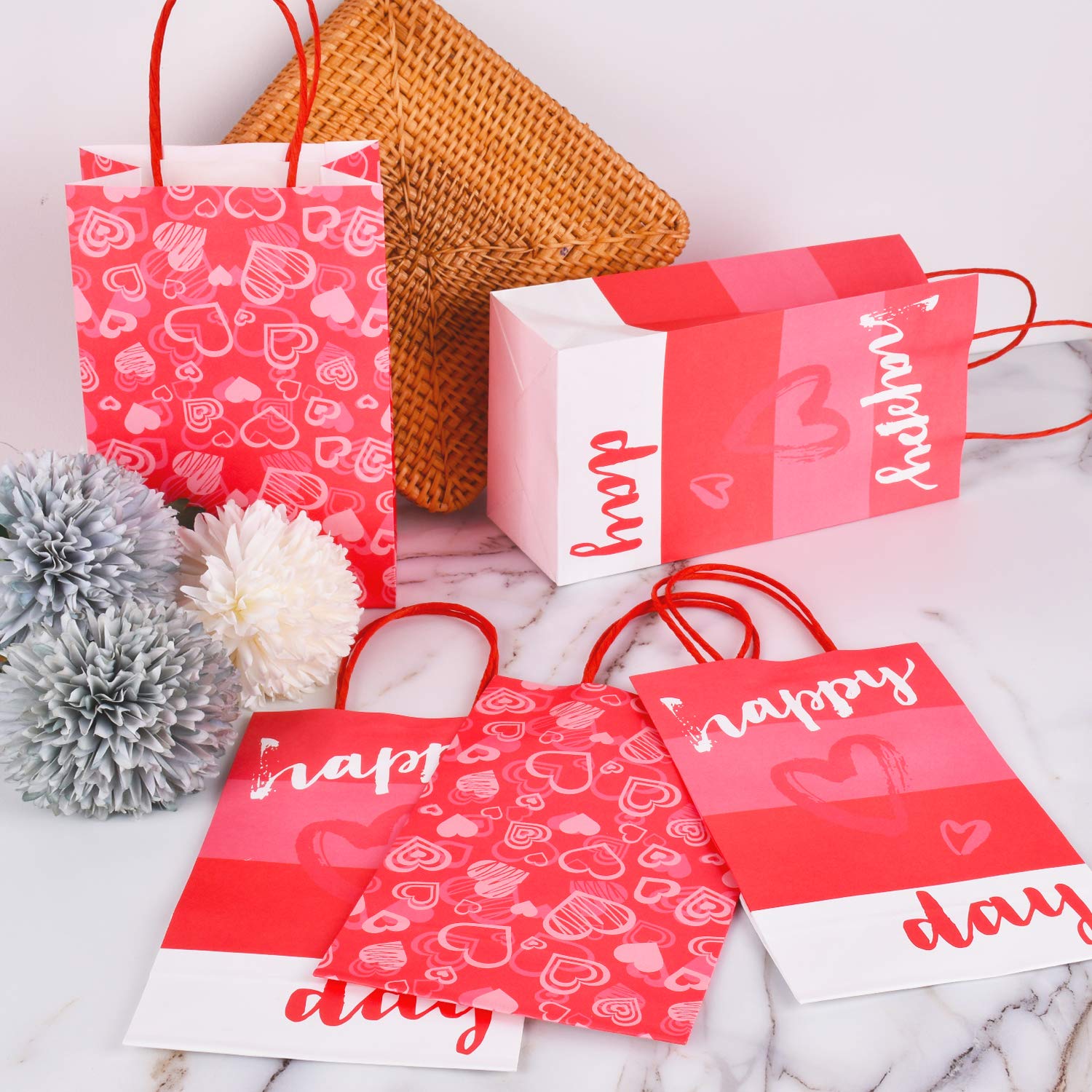 Custom Color Accepted Heavy Duty Valentine's Day Craft Gift Pink Kraft Bag Paper Bags