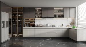 China Modern Kitchen Melamine Cabinets Customized Cabinetry Sets Hotel Renovations factory