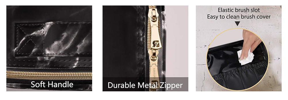 Multipurpose Marble PU Cosmetic Bag With Adjustable Dividers