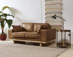 5 Star Hotel 2 Seater Leather Sofa Wooden Legs American Style 5 Years Warranty
