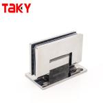 Square Stainless Steel Shower Door with Ceramic Tray and 90 Degree Glass Pivot